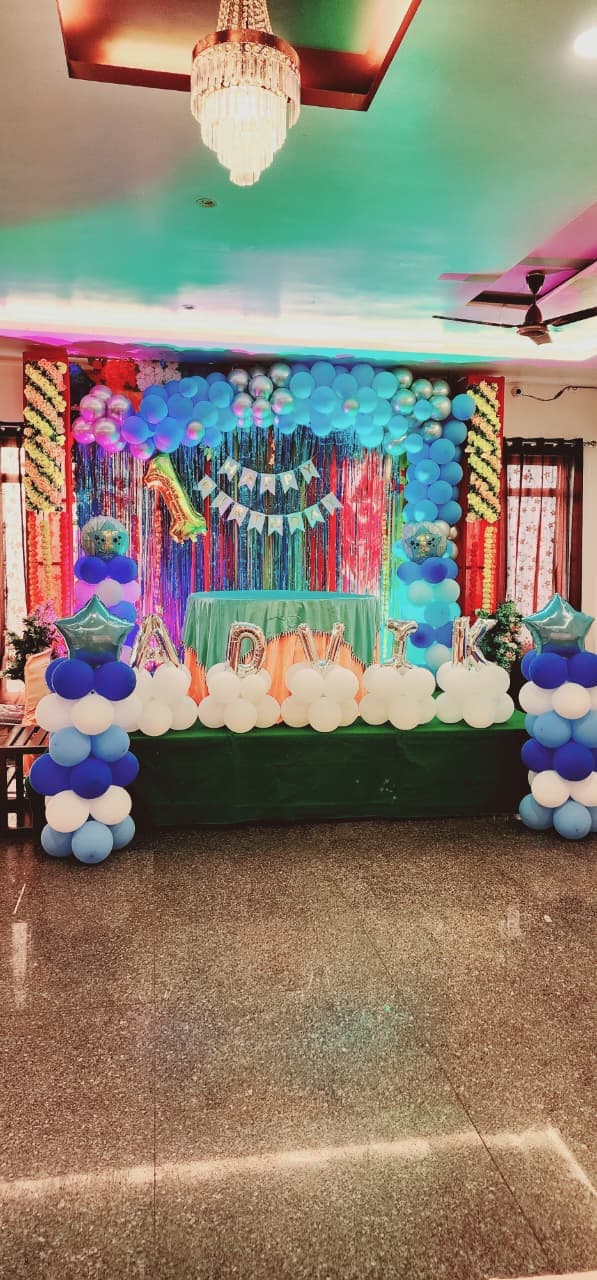 Birthday party balloon decoration in event hall Panipat region