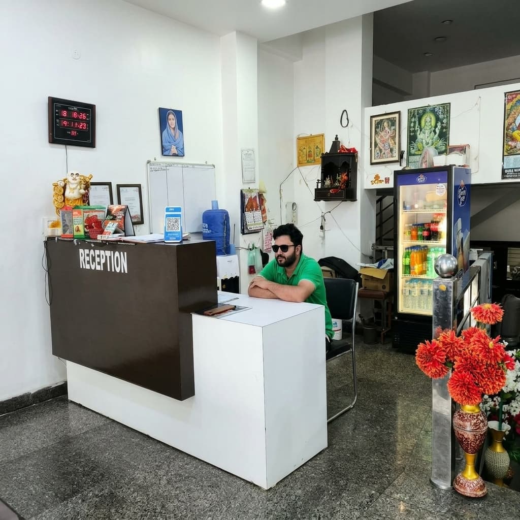 Premium hotel reception desk at Diamond Hotel Samalkha